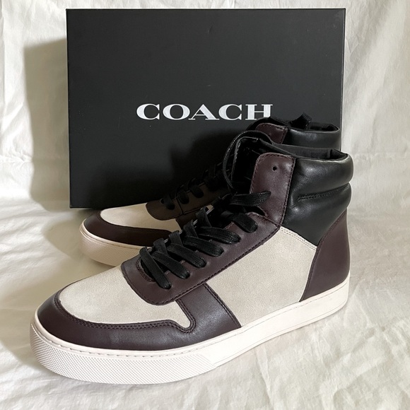 NWB COACH Dewitt High Top Leather Sneakers - Picture 1 of 9